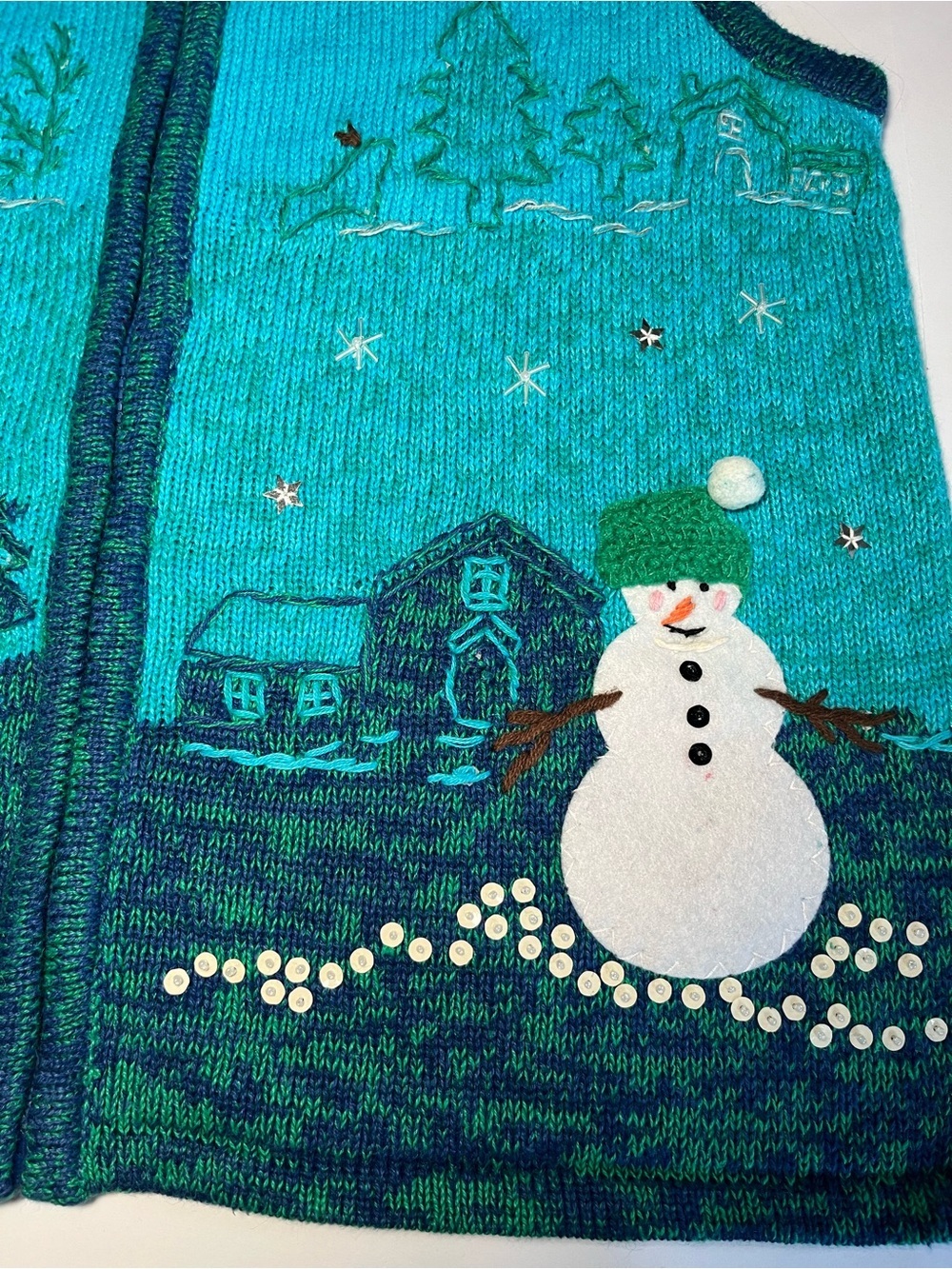 Vintage GrandmaCore Snowman Retro Knit Sweater Vest Womens Large~Kitschy - Picture 2 of 9